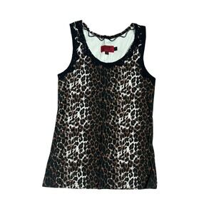 Tripp NYC Leopard Print Tank Top Lace Trim Large Grunge Rock Punk Rave Cyber 90s